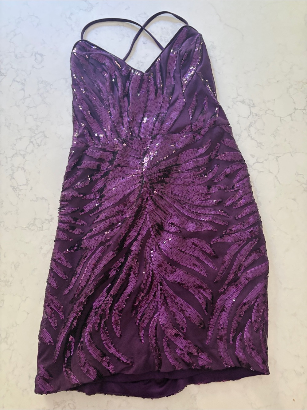 Lulu's Purple Sequin Strappy Mini Dress